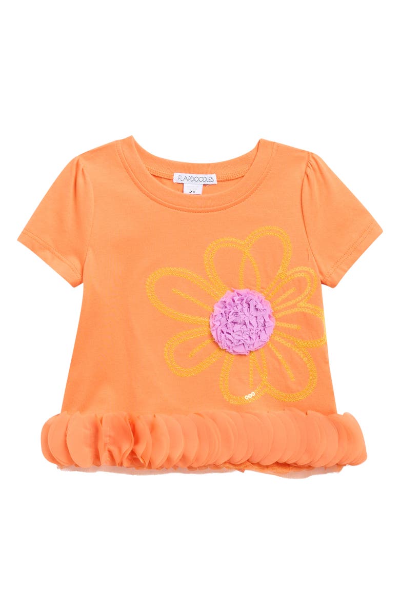 Flapdoodles Kids' Embroidered Sequin T-Shirt, Main, color, Orange