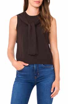 Halogen® Shoulder Wrap Detail Sleeveless Sweater
