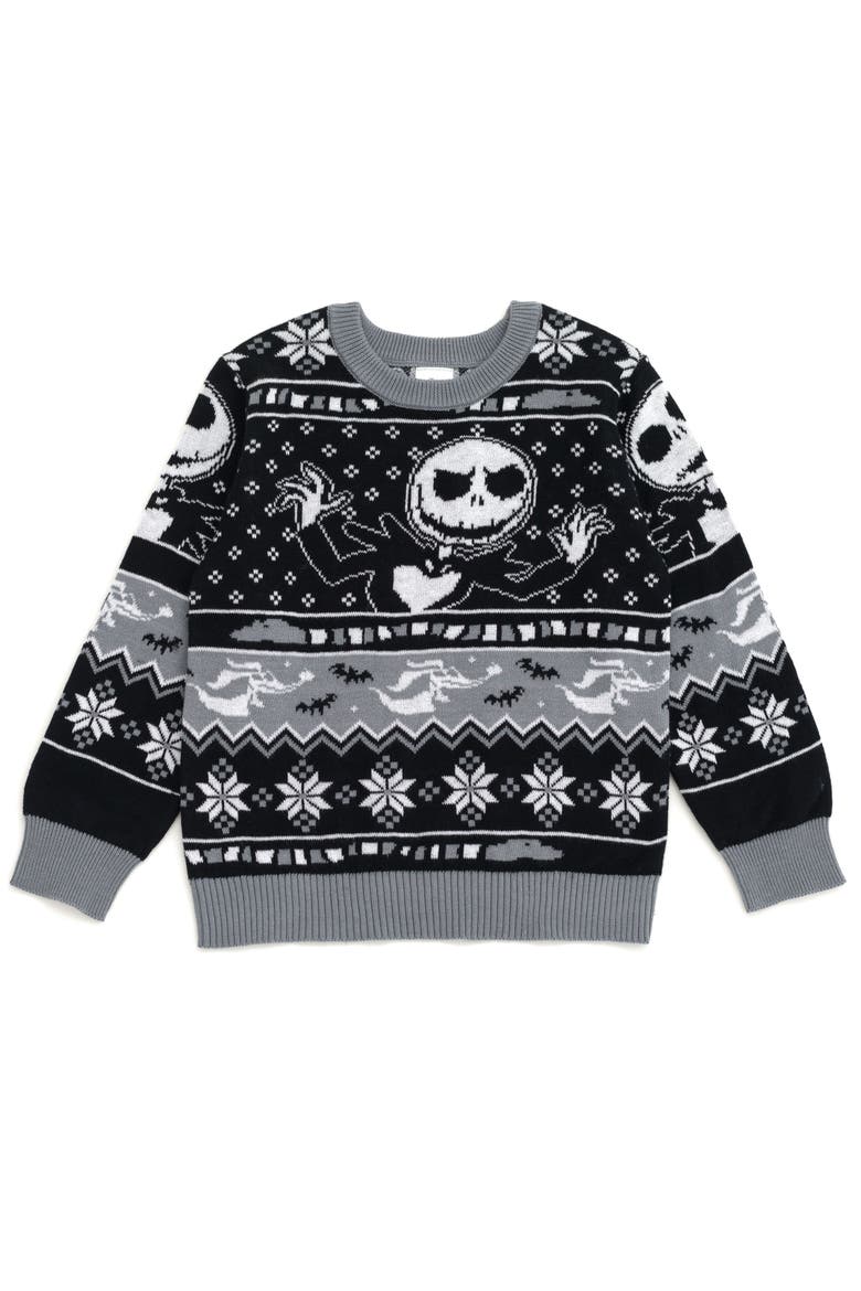 Nightmare Before Christmas Holiday Sweater, Main, color, Jack and Zero Black