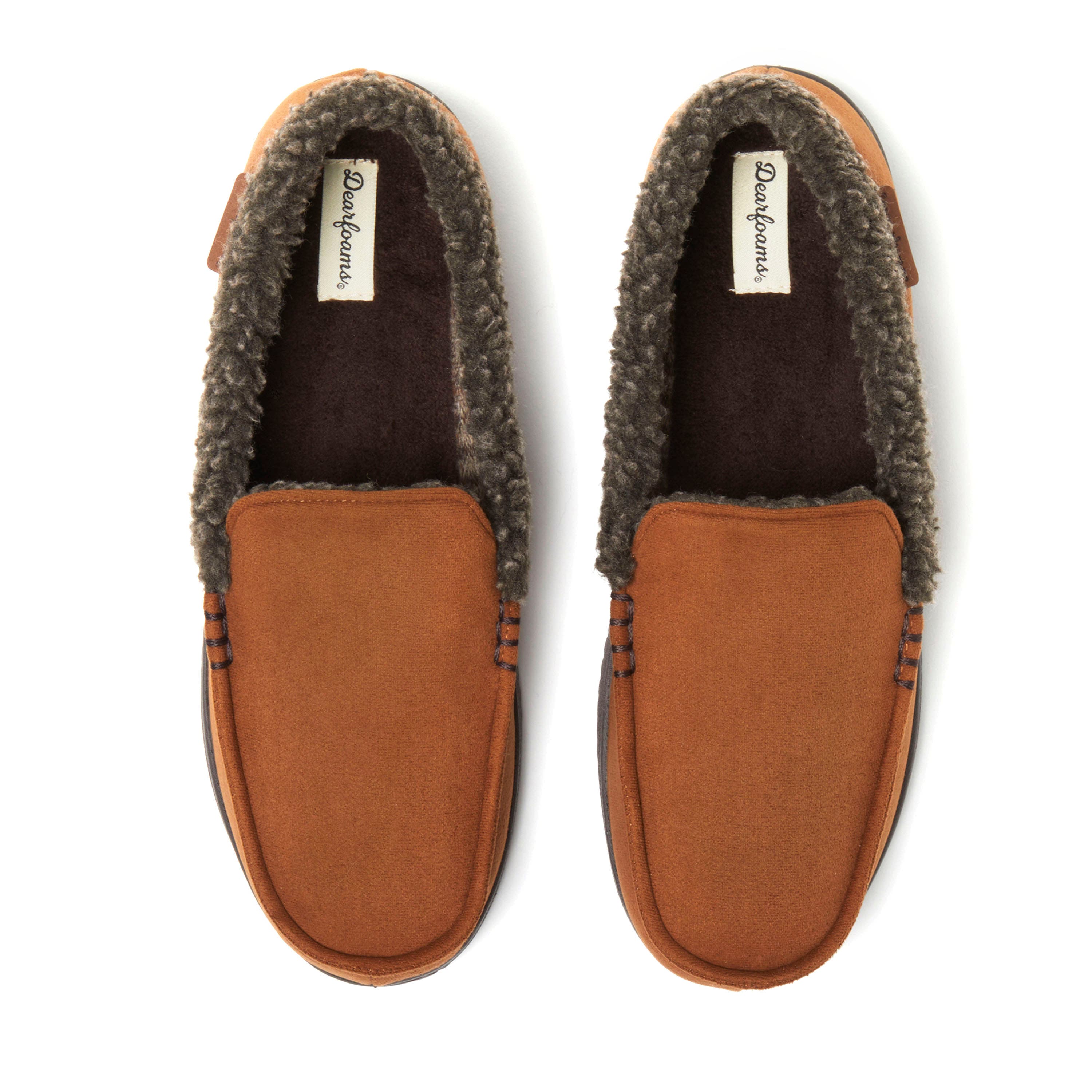 DEARFOAMS Alexander Microsuede Moccasin Slipper, Alternate, color, Chestnut