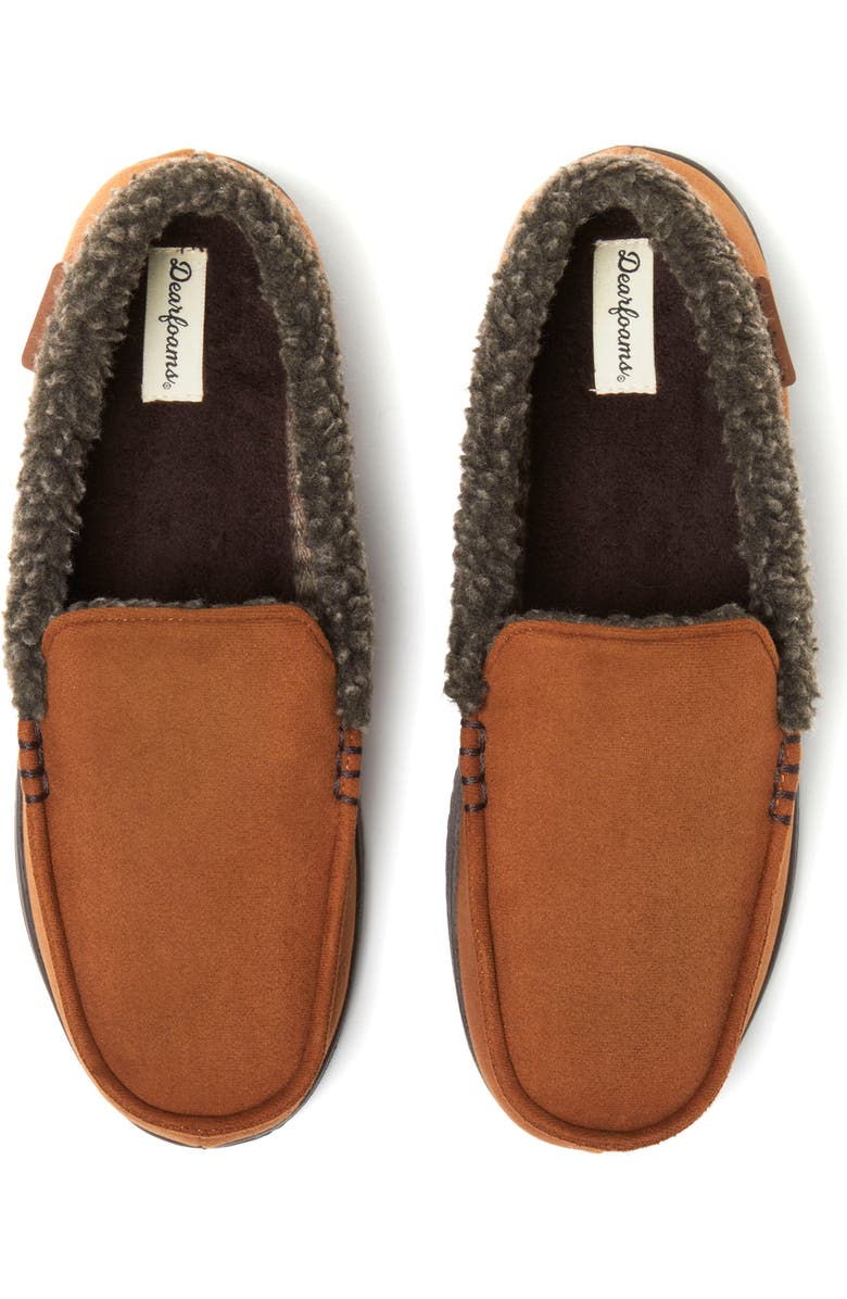 DEARFOAMS Alexander Microsuede Moccasin Slipper, Alternate, color, Chestnut