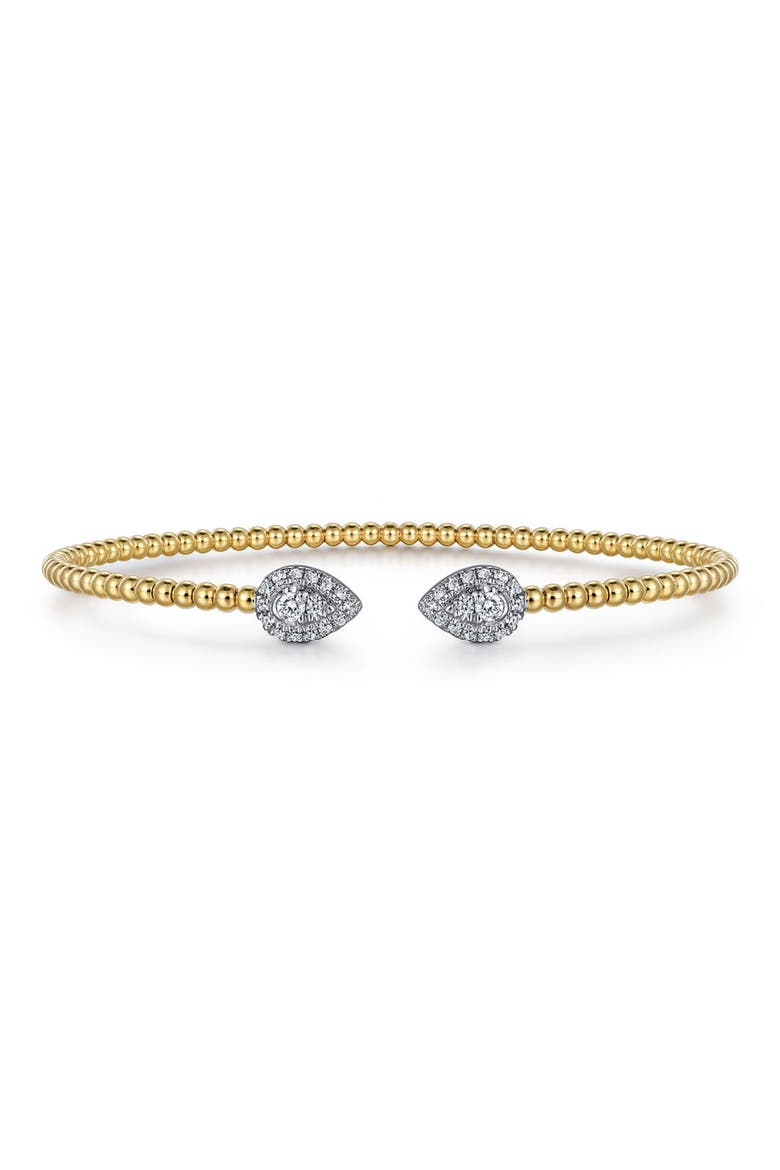 Bujukan Pear Shaped Diamond Cuff Bracelet, Main, color, TWO TONE