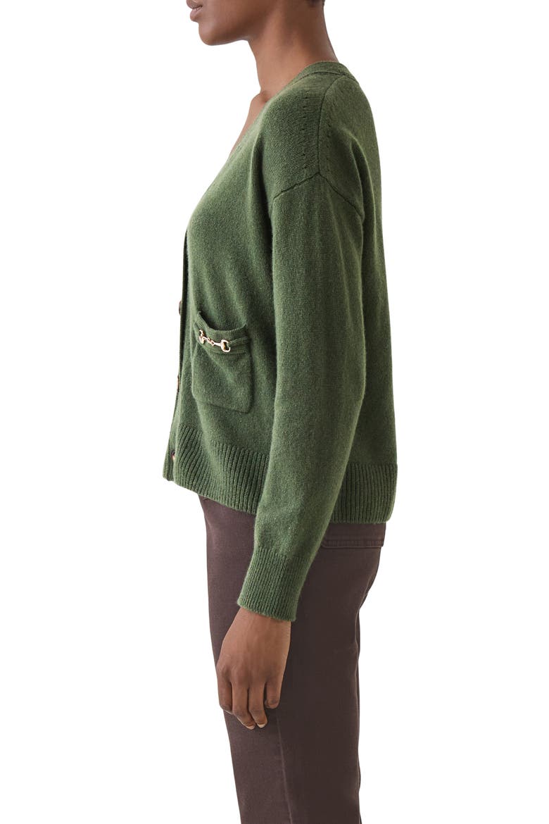 Pami Lambswool Cardigan, Alternate, color, DARK KHAKI
