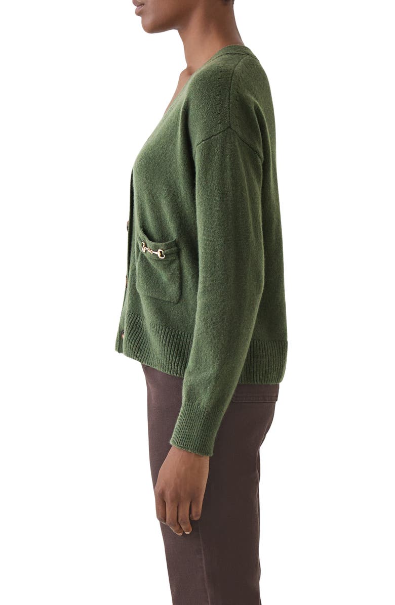 LK Bennett Pami Lambswool Cardigan, Alternate, color, Dark Khaki