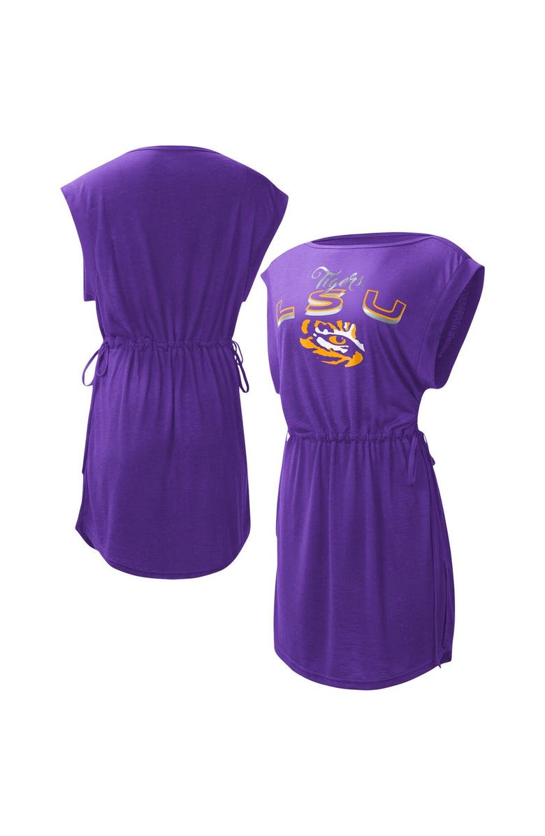 G-III 4HER BY CARL BANKS Women's G-III 4Her by Carl Banks Purple LSU Tigers GOAT Swimsuit Cover-Up Dress, Main, color, 