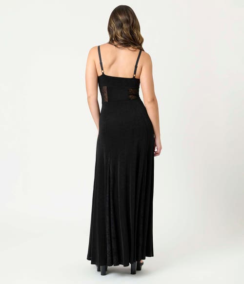 Unique Vintage Sheer Spiderweb Godet Maxi Dress In Black