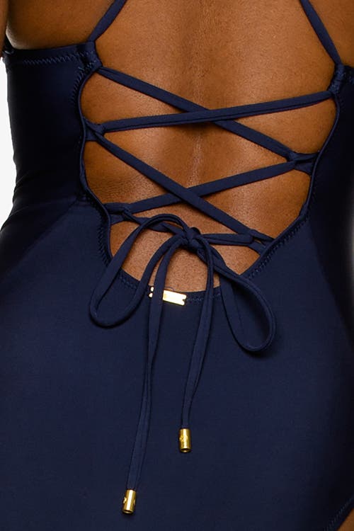 Helen Jon Lattice Back One-piece In Navy