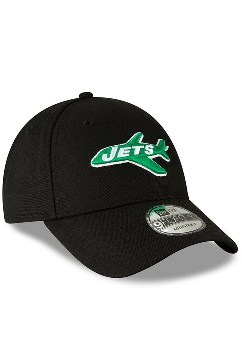 Men's New Era Black New York Jets The League Throwback 9FORTY Adjustable Hat, Alternate, color, Black