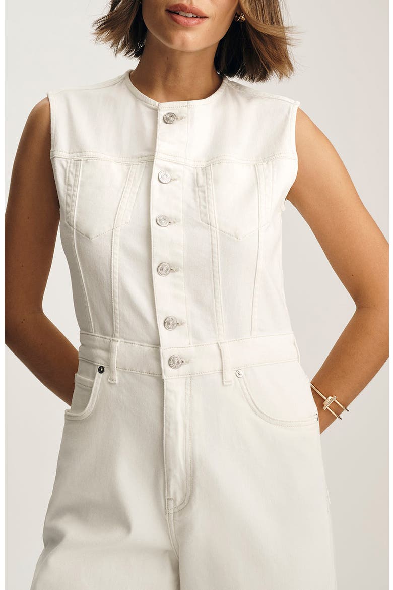 Nilly Sleeveless Denim Jumpsuit, Alternate, color, OFF WHITE DENIM