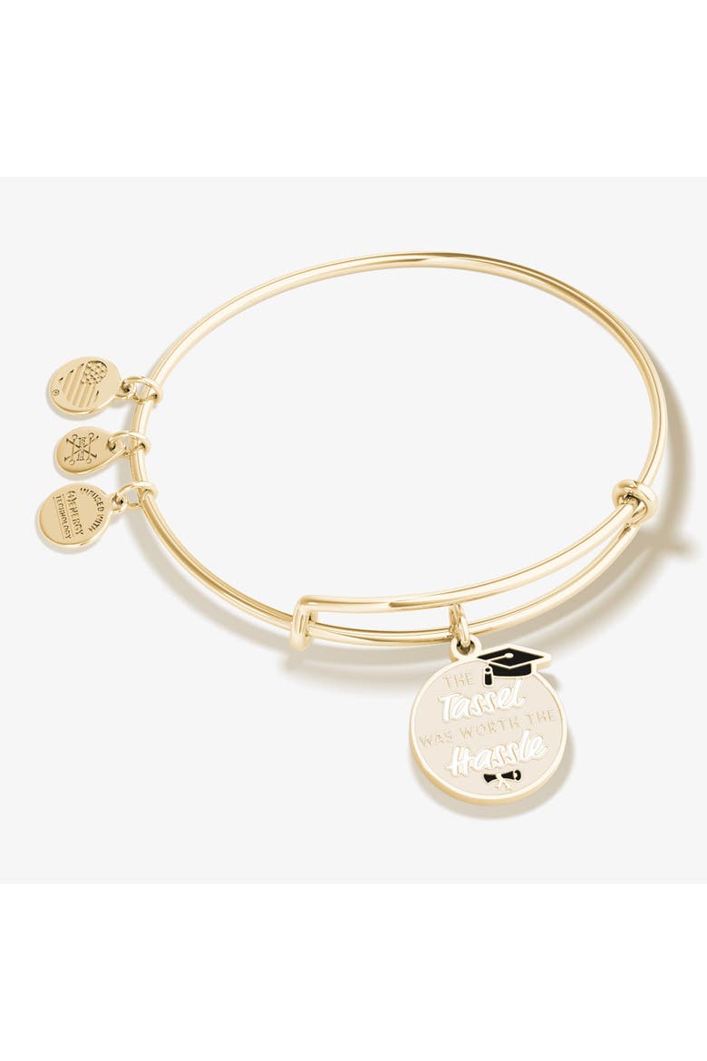'The Tassel was Worth the Hassle' Graduation Charm Bangle, Main, color, Gold