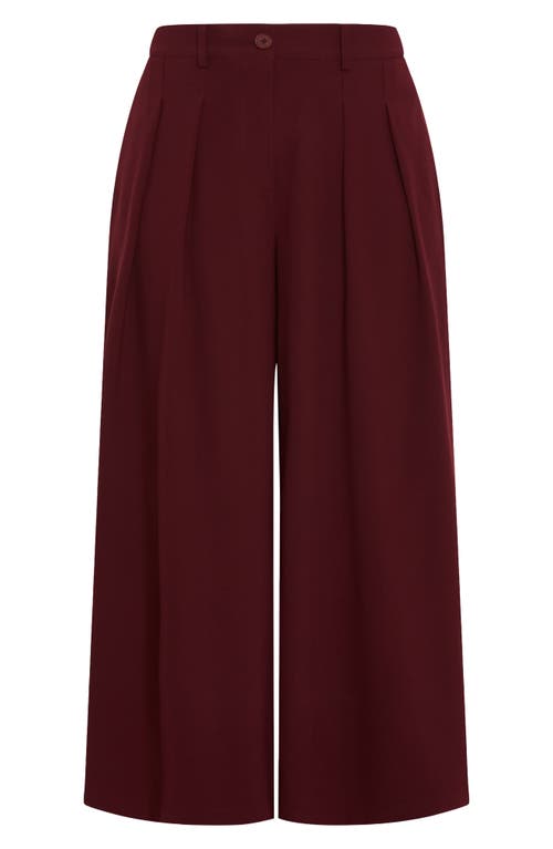 City Chic Abbie Wide Leg Pants In Burgundy