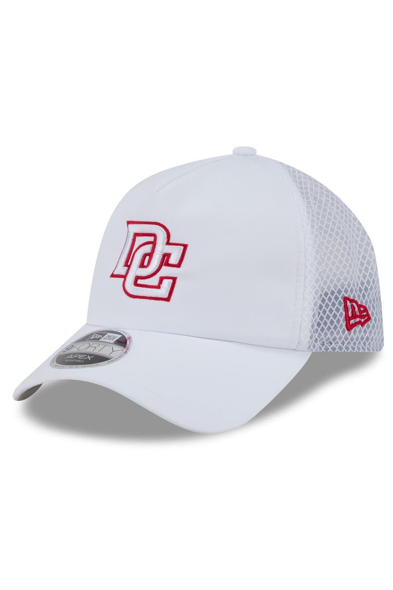 Men's New Era White Washington Nationals 2026 Batting Practice Apex 9FORTY Adjustable Trucker Hat, Main, color, White