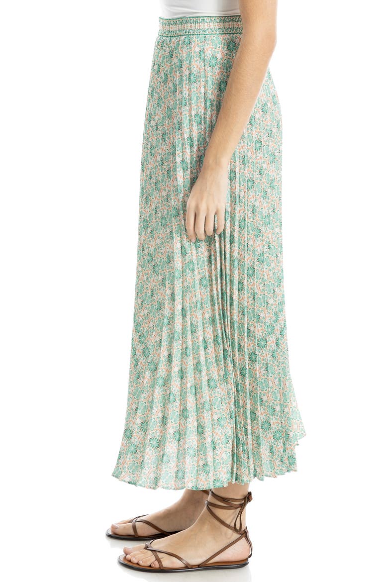 Pleated Maxi Skirt, Alternate, color, GREEN/ CREAM FLORAL