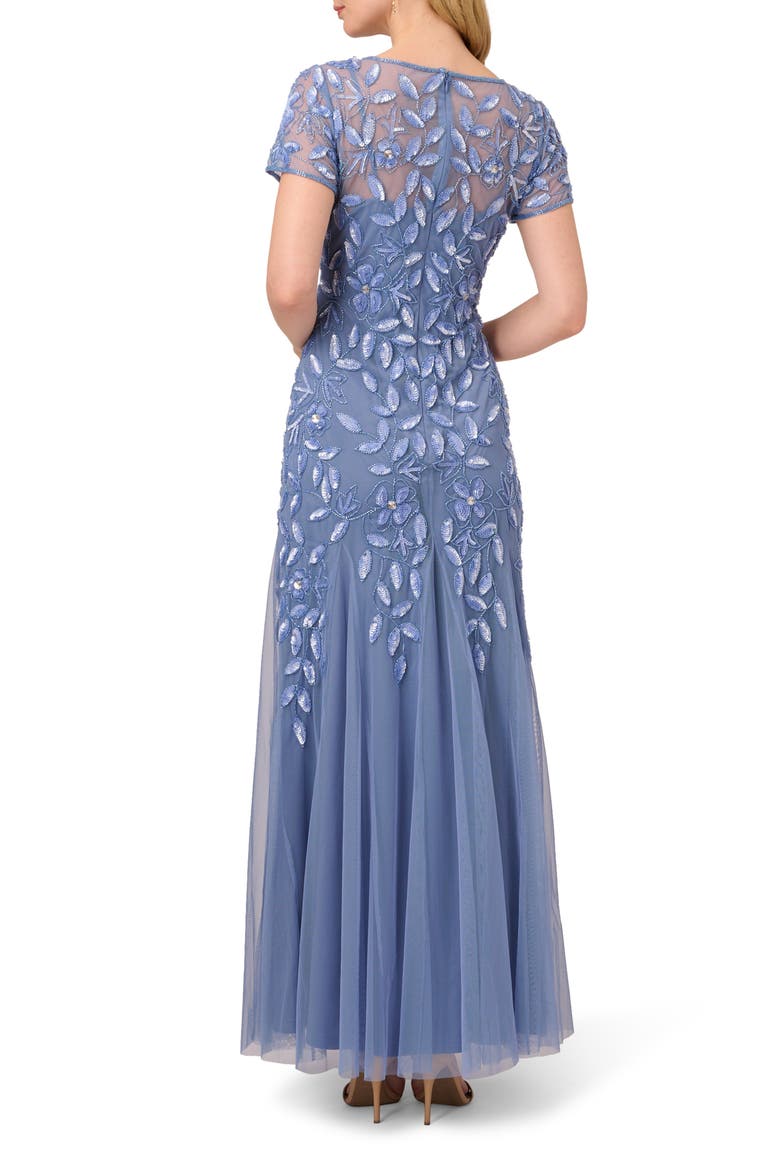 Floral Embroidered Beaded Trumpet Gown, Alternate, color, FRENCH BLUE