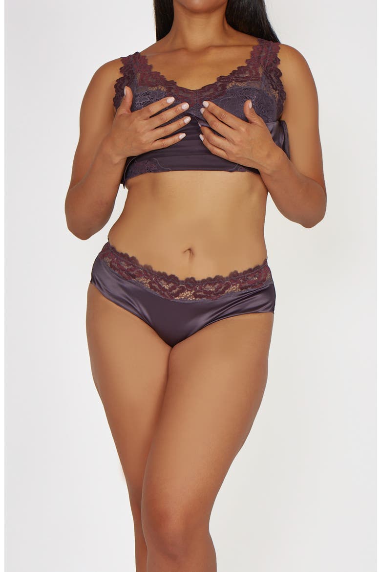 Lace Overlay Satin Camisole Sleep Set, Alternate, color, Magnet