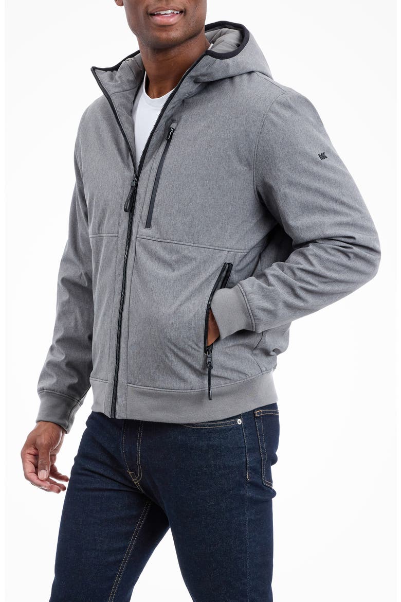 Hooded Soft Shell Jacket, Alternate, color, LT HEATHER GREY