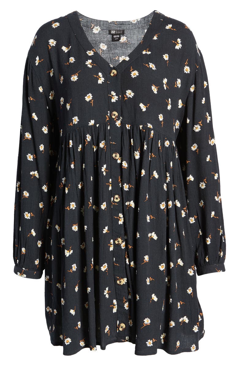 Billabong Wishin' Well Floral Print Long Sleeve Babydoll Dress, Alternate, color,
