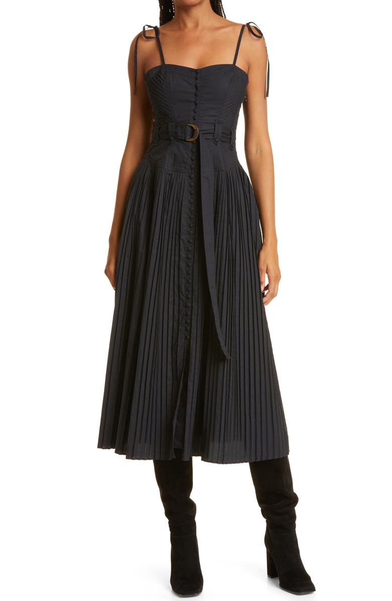 Ulla Johnson Cosette Belted Midi Dress, Main, color, 