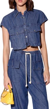 Walter Baker Bryce Crop Denim Top