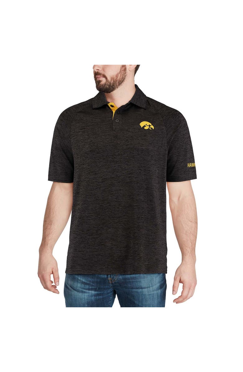 COLOSSEUM Men's Colosseum Black Iowa Hawkeyes Down Swing Polo, Alternate, color, Heather Black