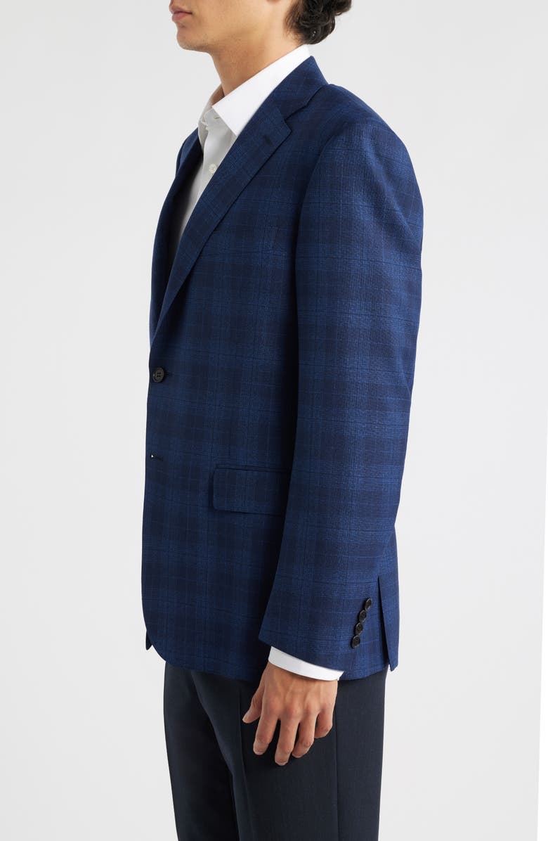 Canali Siena Regular Fit Blue Plaid Wool Sport Coat, Alternate, color, Dark Blue