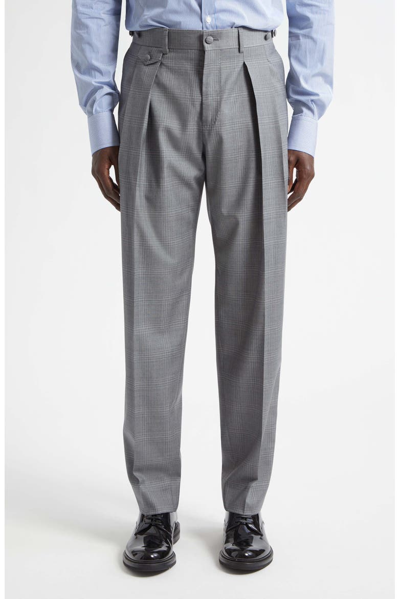 Cavallo Pleated Plaid Virgin Wool Pants, Main, color, QUADRI-CHECK-TARTAN