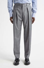 Dolce&Gabbana Cavallo Pleated Plaid Virgin Wool Pants