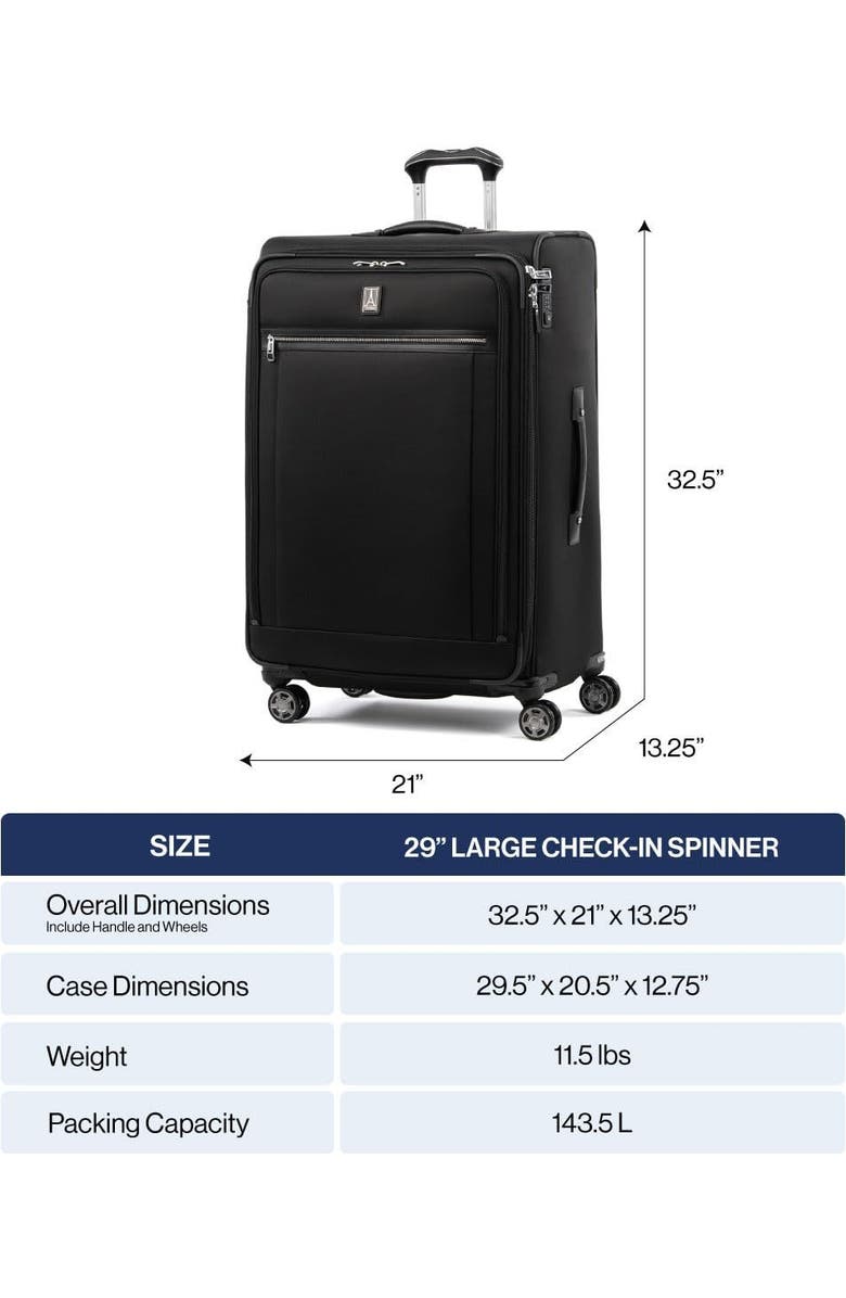 TRAVELPRO Platinum Elite Softside Expandable Large 29-Inch Checked Luggage, Alternate, color, Shadow Black