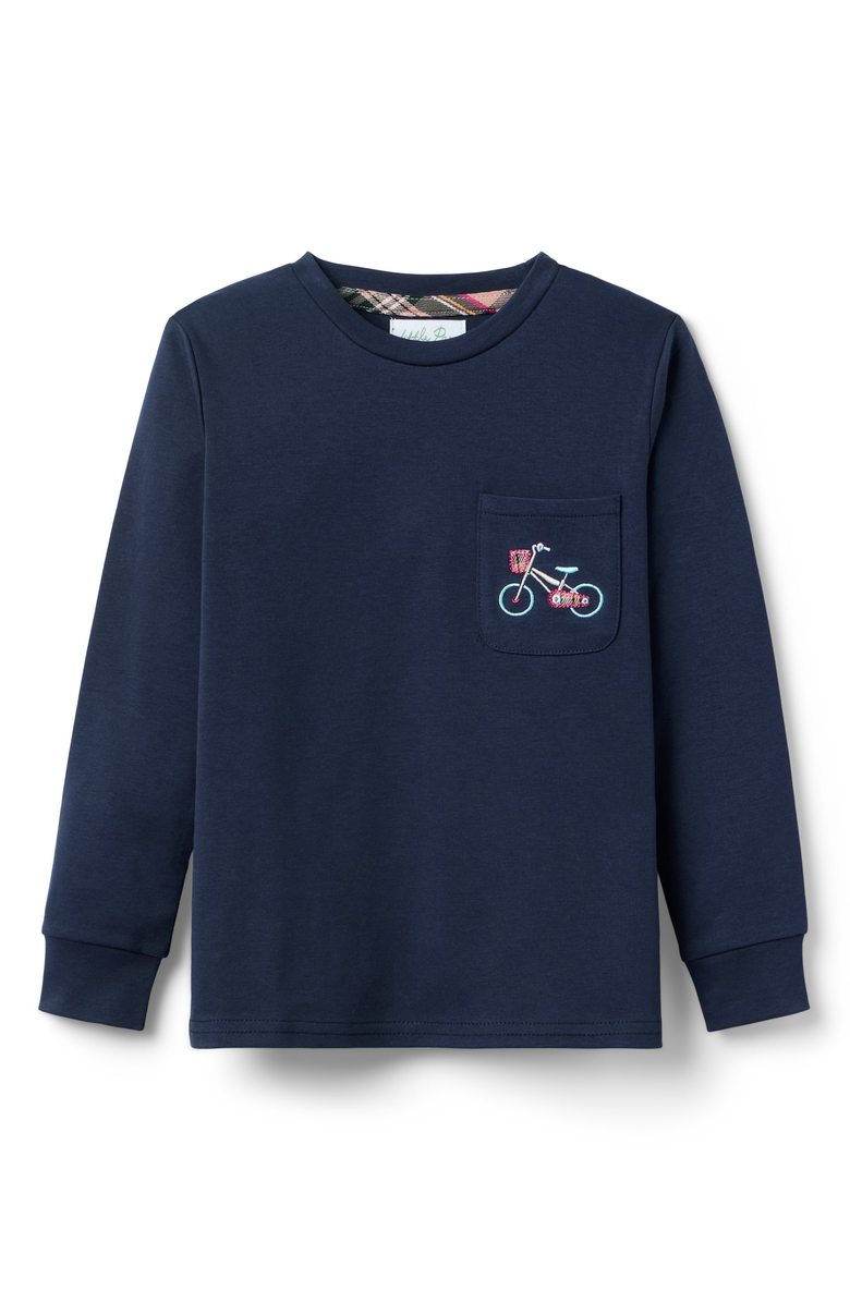 Little Paper Kids Brooks Pocket Bicycle Tee, Main, color, Navy