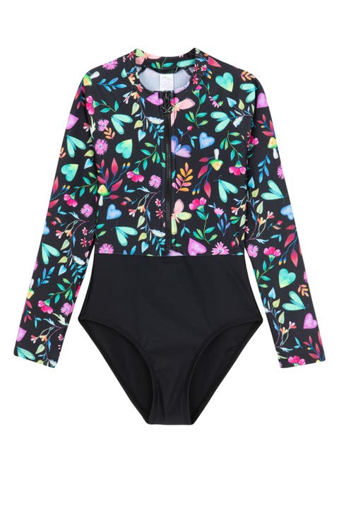 Butterfly Dream Long Sleeve Zip Front One Piece