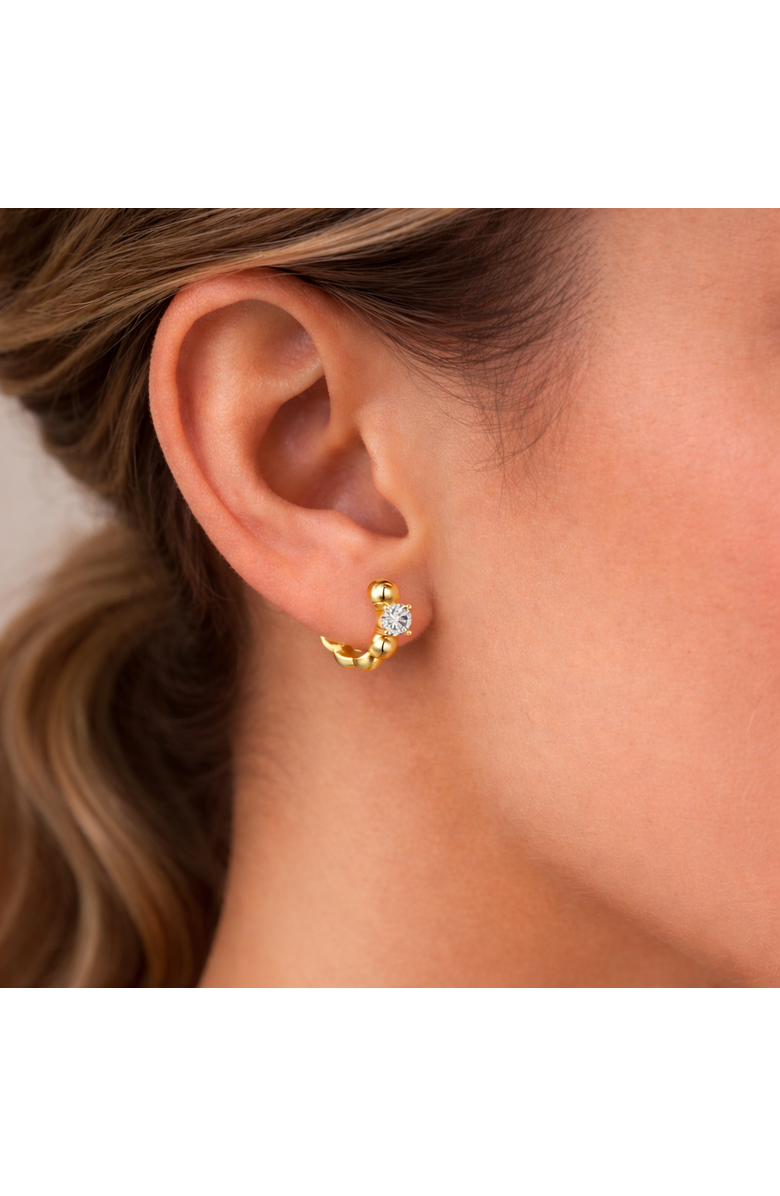 Donatello Gian Beaded Huggie Hoop Earrings, Alternate, color, Gold