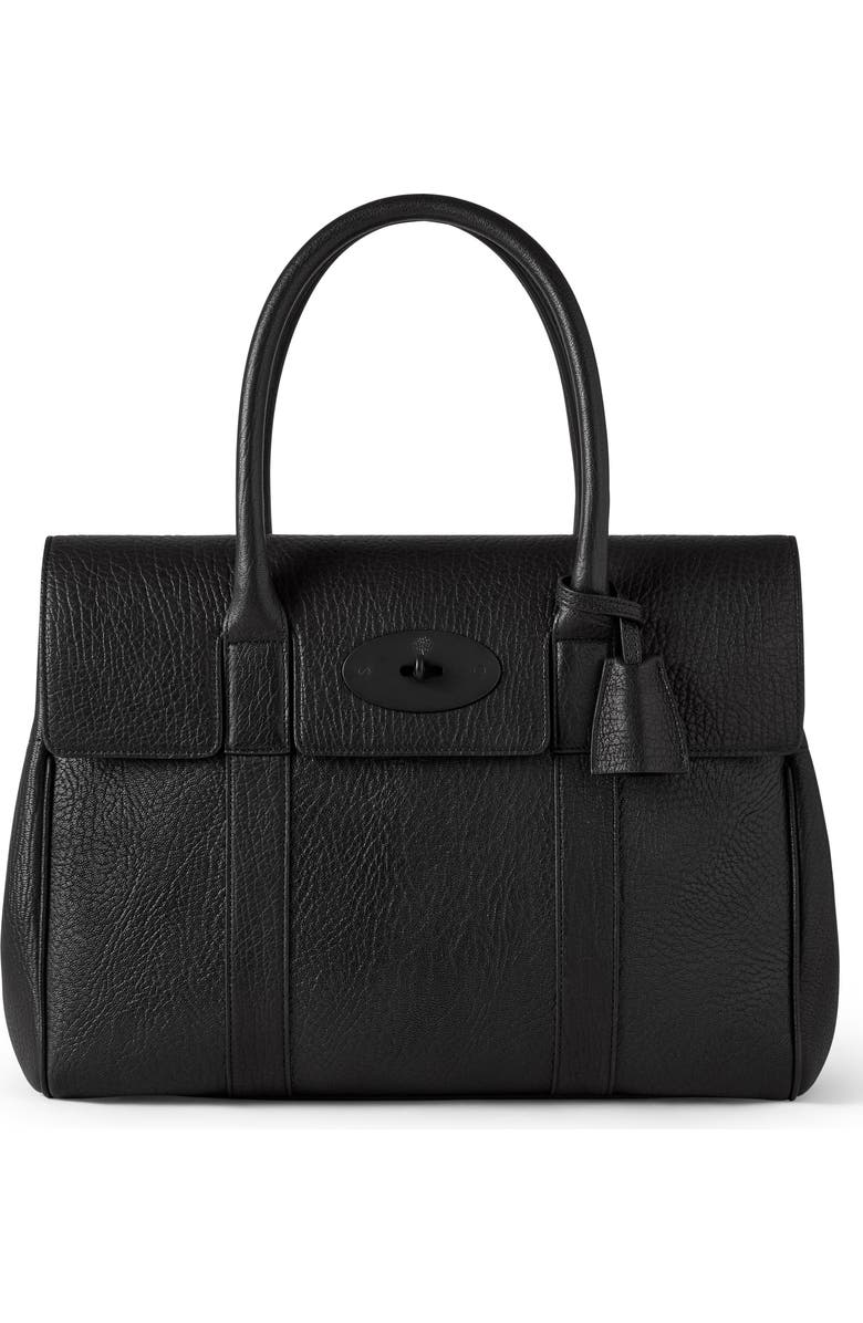 Mulberry Bayswater Tonal Natural Grain Leather Satchel, Main, color, Black-Black