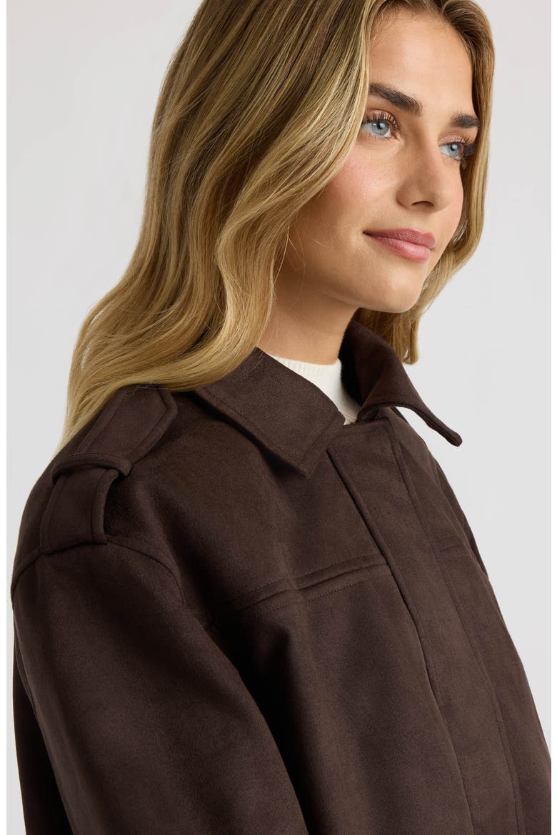 Faux Suede Cropped Jacket, Alternate, color, ESPRESSO
