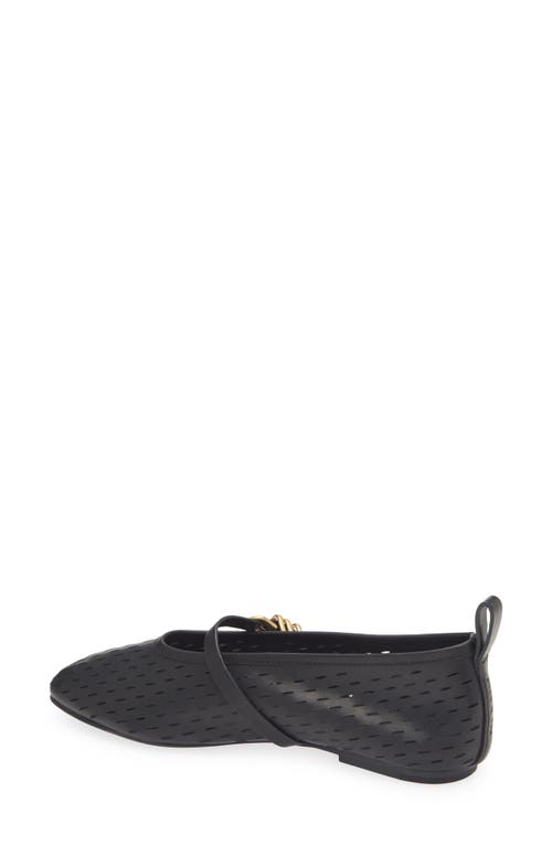 Rag & Bone Black Spire Perforated Leather Mary Jane Ballerina Flats In Black Perforated