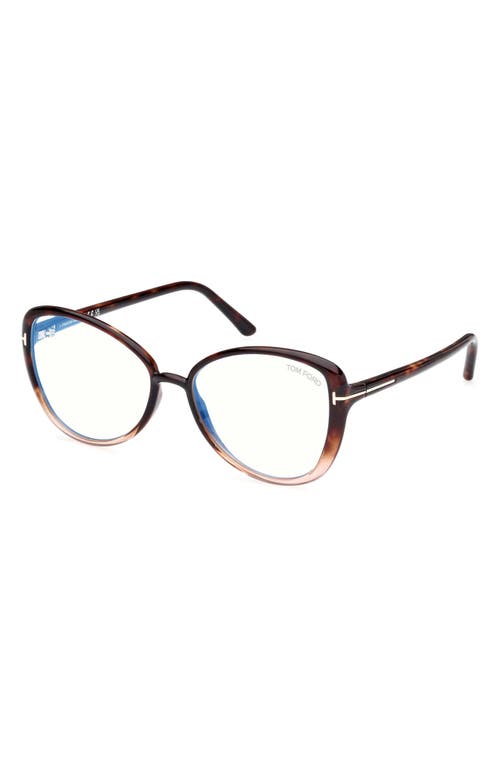 Tom Ford Geometrically Framed Flat Mirror In Vintage Rose Havana To Pink