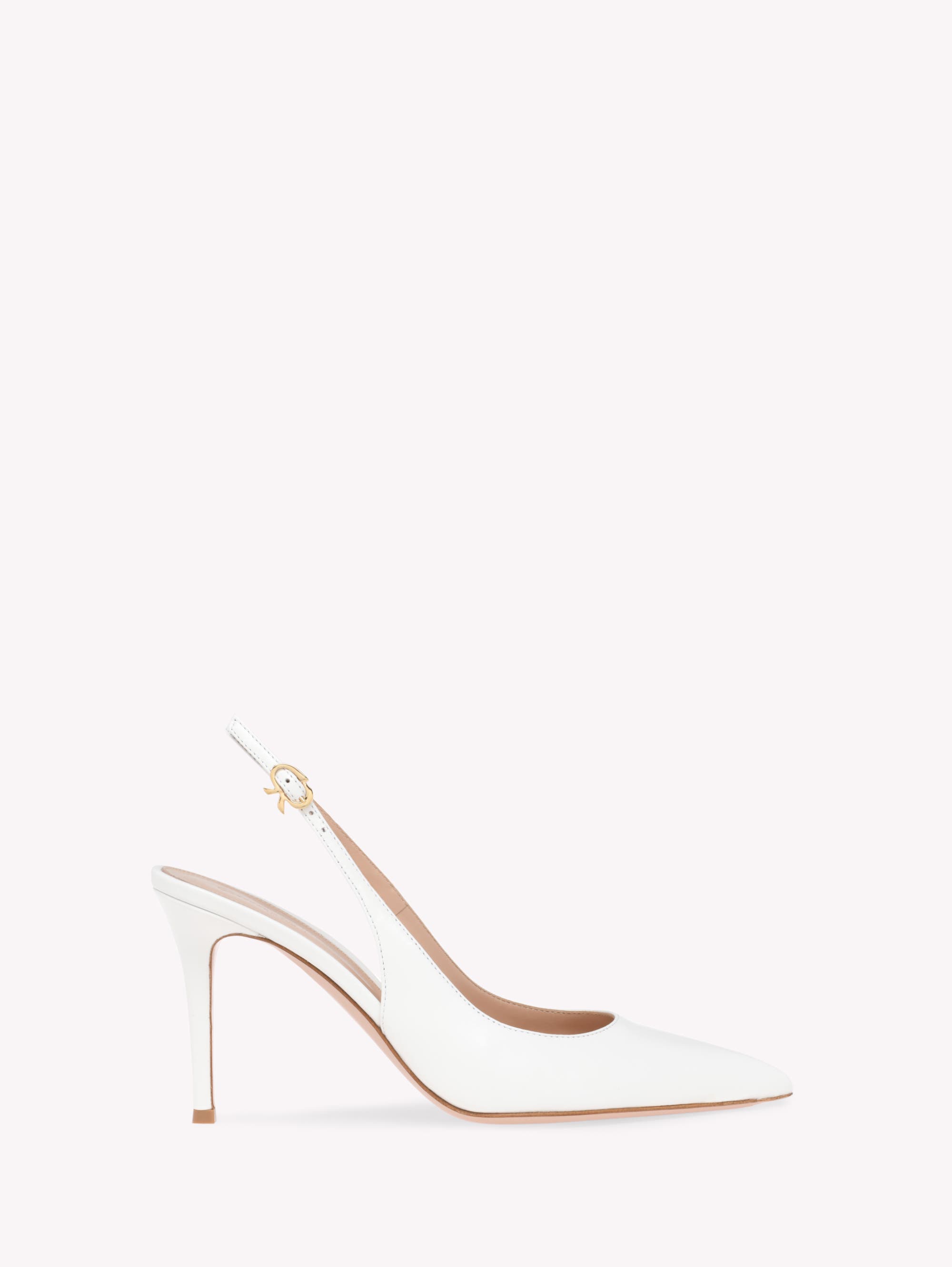 Gianvito Rossi Ribbon Sling 85, Main, color, White Nappa