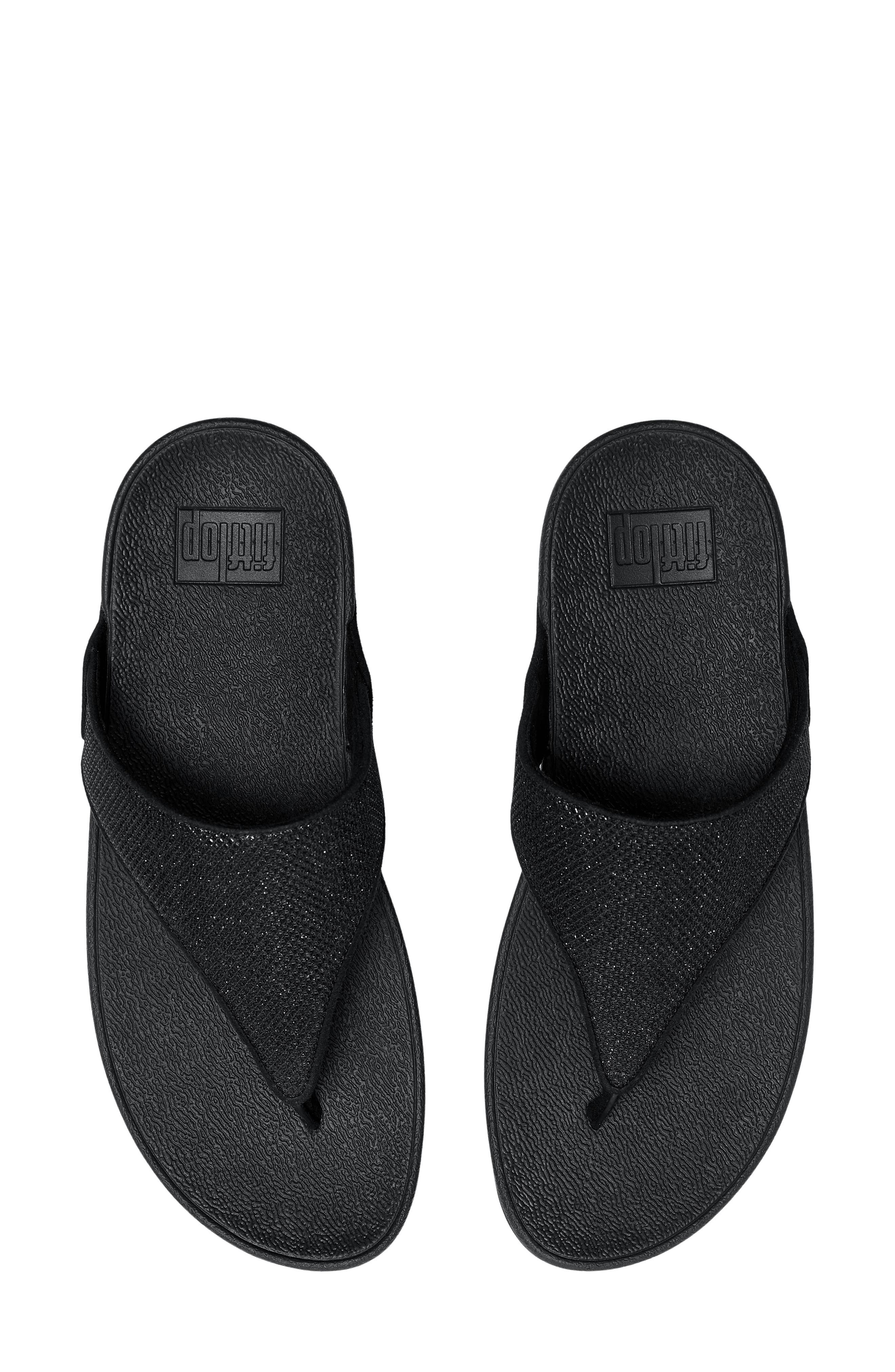 FitFlop Lulu Shimmerglitz Toe Post Sandal, Alternate, color, Black