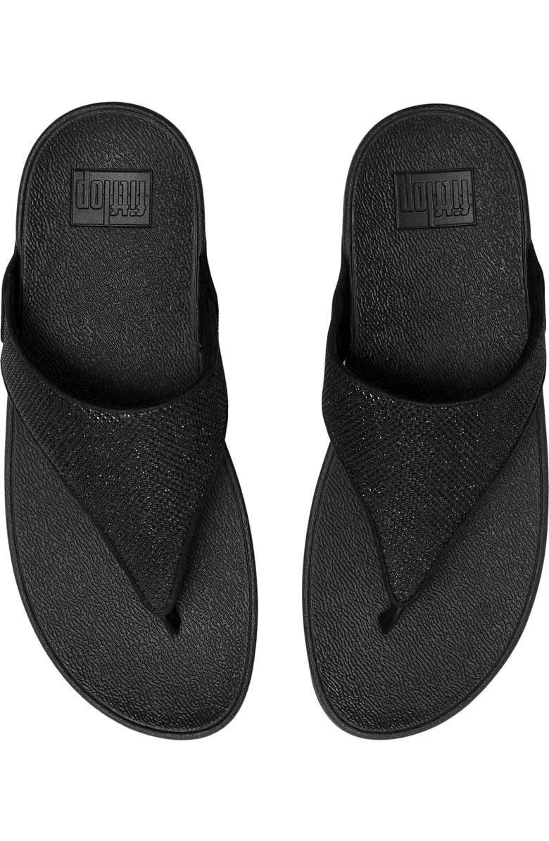 FitFlop Lulu Shimmerglitz Toe Post Sandal, Alternate, color, Black