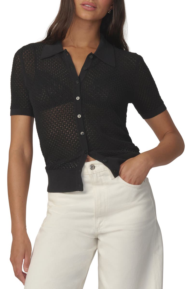 Joe's The Davey Open Stitch Short Sleeve Cardigan, Main, color, Black
