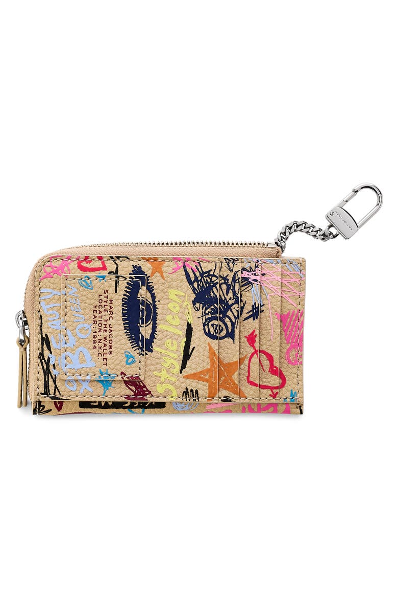 The Punk Scribble Top Zip Multi Wallet, Alternate, color, BEIGE MULTI