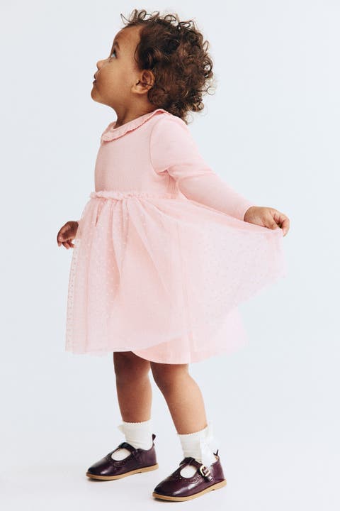 Cotton Dress With Tulle Skirt