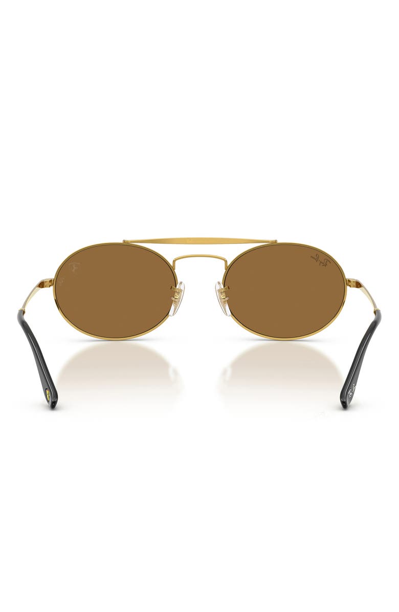 Ray-Ban 54mm Ferrari Oval Sunglasses, Alternate, color, Legend Gold / Brown