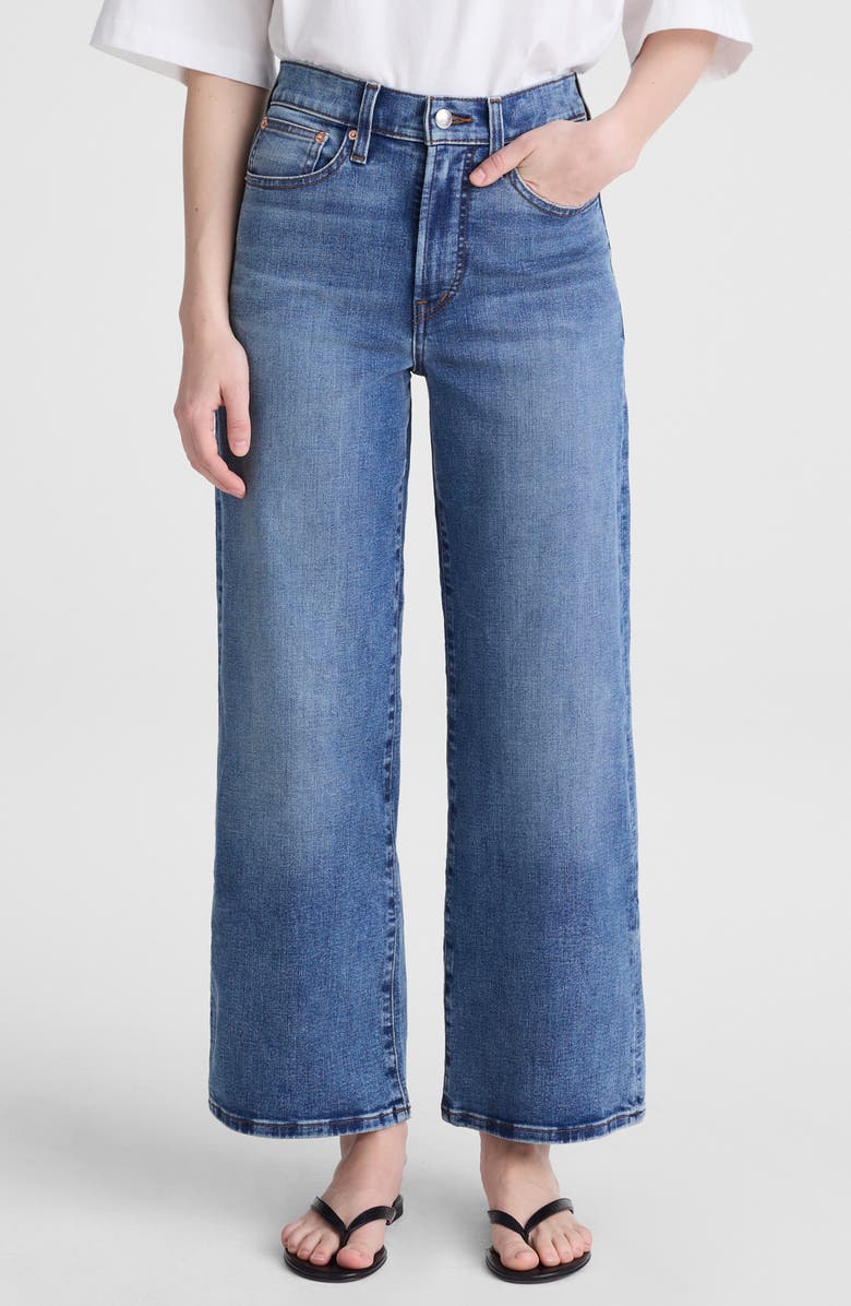 Madewell The Wide-Leg Crop Jeans Super Stretch Denim in Oneida Wash, Main, color, Oneida Wash