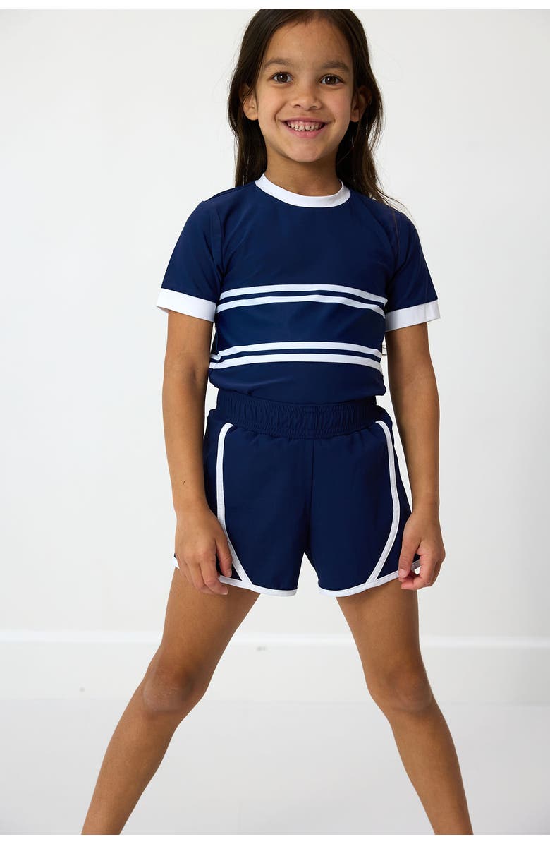 Courtside Kids Girls Practice Tee, Alternate, color, Navy Stripe