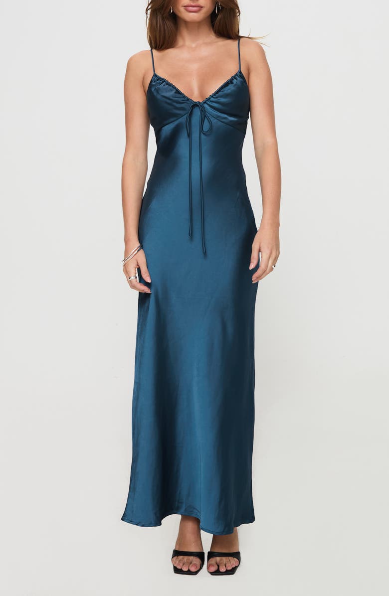 Princess Polly Maguire Satin Maxi Dress, Main, color, Navy