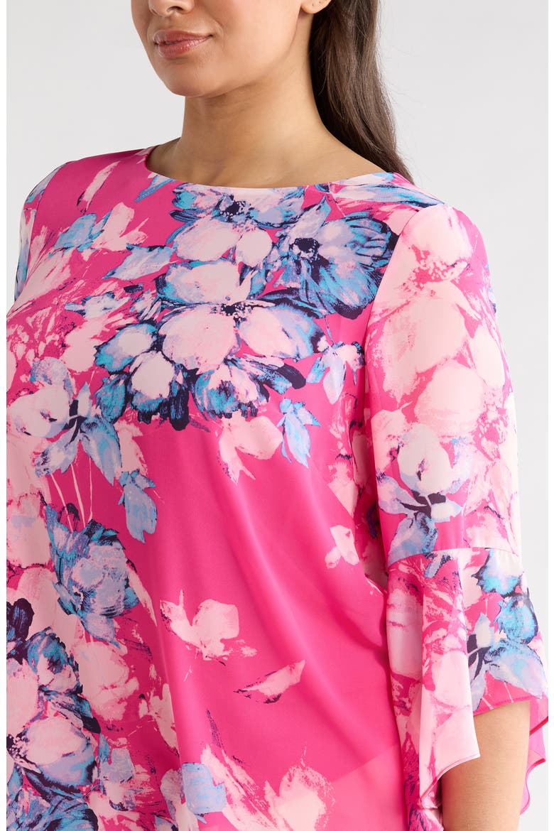 Printed Ruffle Sleeve Top, Alternate, color, PINK PERFECTION MULTI