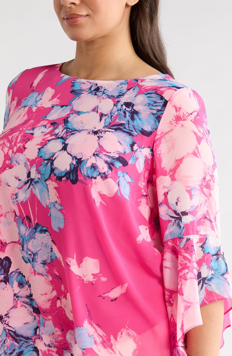 KASPER Printed Ruffle Sleeve Top, Alternate, color,