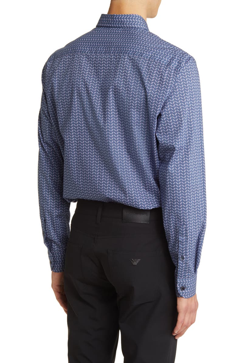 Emporio Armani Geo Box Stretch Button-Up Shirt, Alternate, color, 