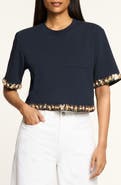 Cinq à Sept Asa Sunflare Crystal Floral Detail Cotton Top
