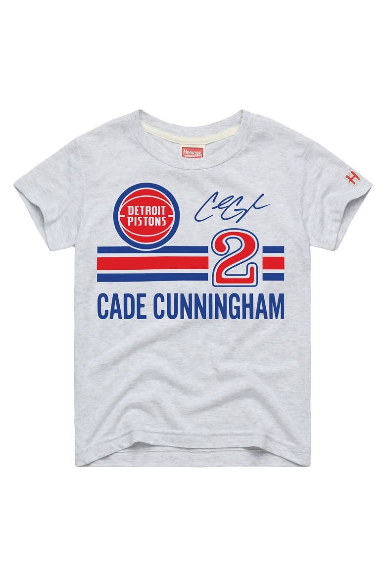 Youth Homage Cade Cunningham Ash Detroit Pistons Remix Signature Name & Number Tri-Blend T-Shirt, Main, color, Ash